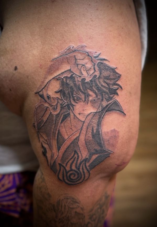 Zuko portrait tattoo by LoLo, on the arm
