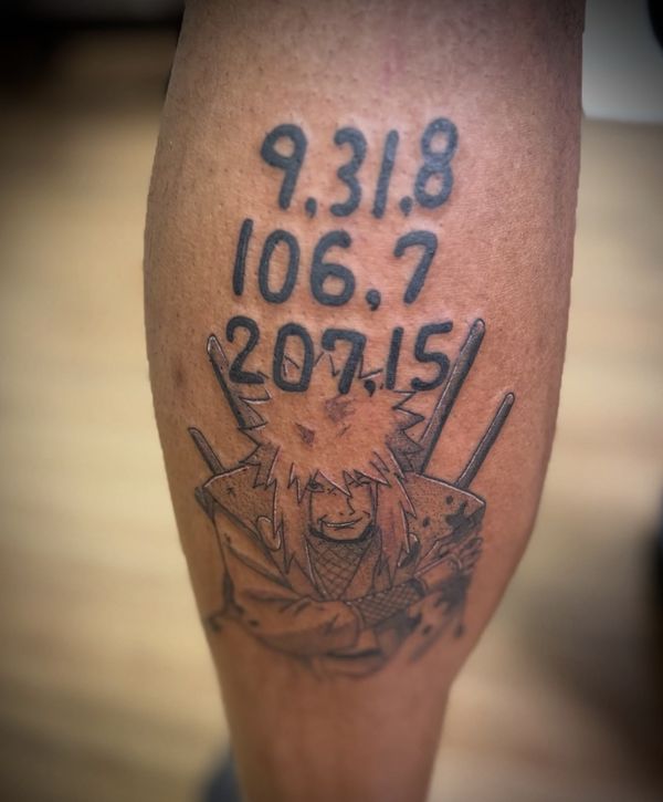 Jiraiya custom tattoo by LoLo, on the calf