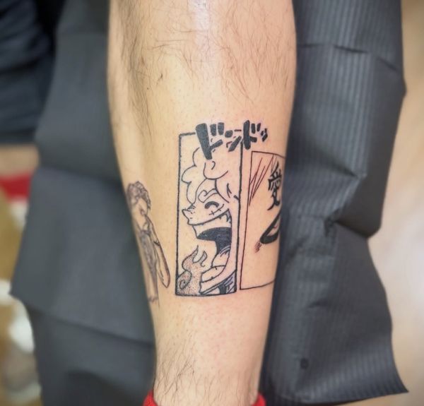Manga panel tattoo by LoLo, on the forearm