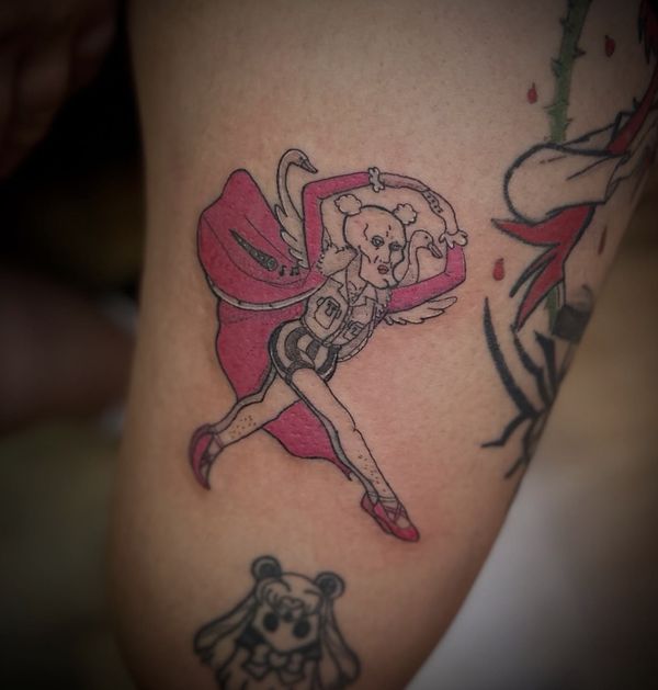SpongeBob x OP tattoo by LoLo, on the upper arm