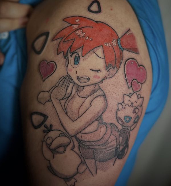 Misty Pokemon portrait tattoo by LoLo, on the upper arm