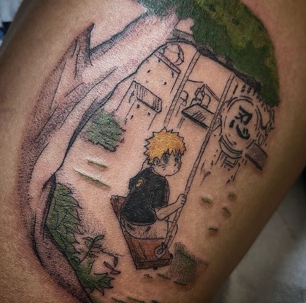 Naruto custom tattoo by LoLo, on the leg