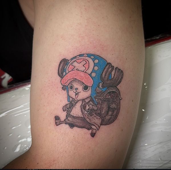 Chopper One Piece tattoo by LoLo, on the forearm