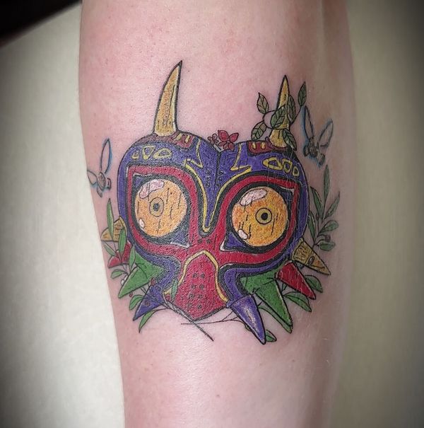 Majora's Mask tattoo by LoLo, on the forearm