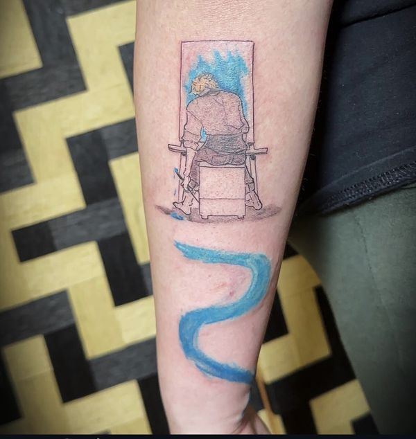 Blue period custom tattoo by LoLo, on the forearm