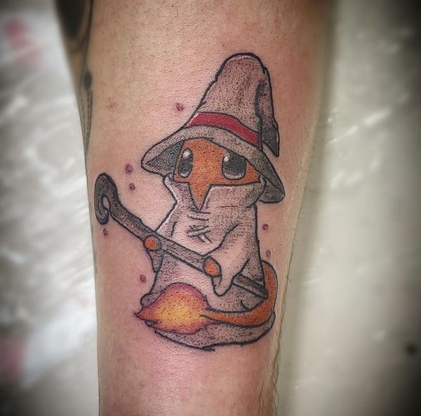 Pokemon x Final Fantasy flash tattoo by LoLo, on the forearm