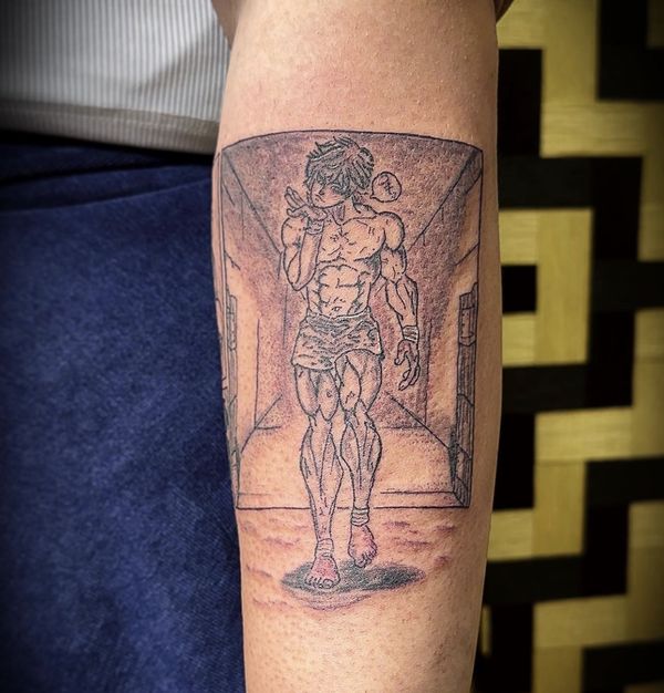 Baki panel tattoo by LoLo, on the arm