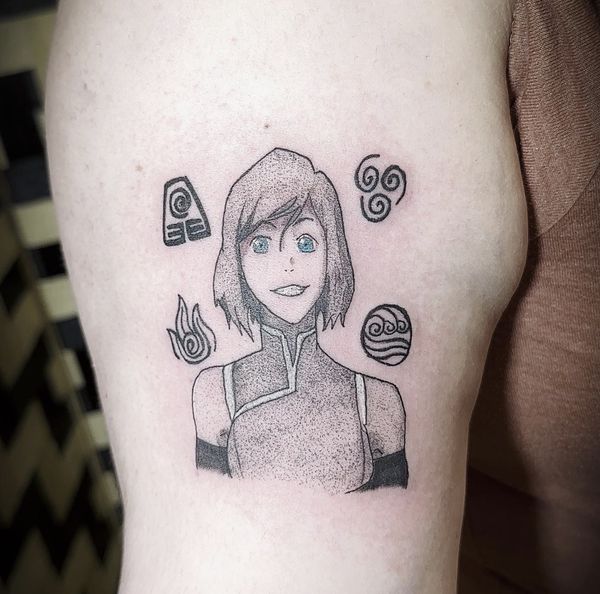 Legend of Korra flash tattoo by LoLo, on the upper arm